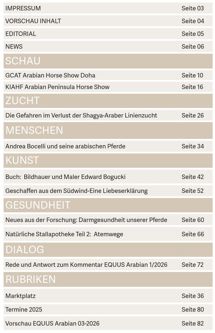 Inhalt Equus Arabian